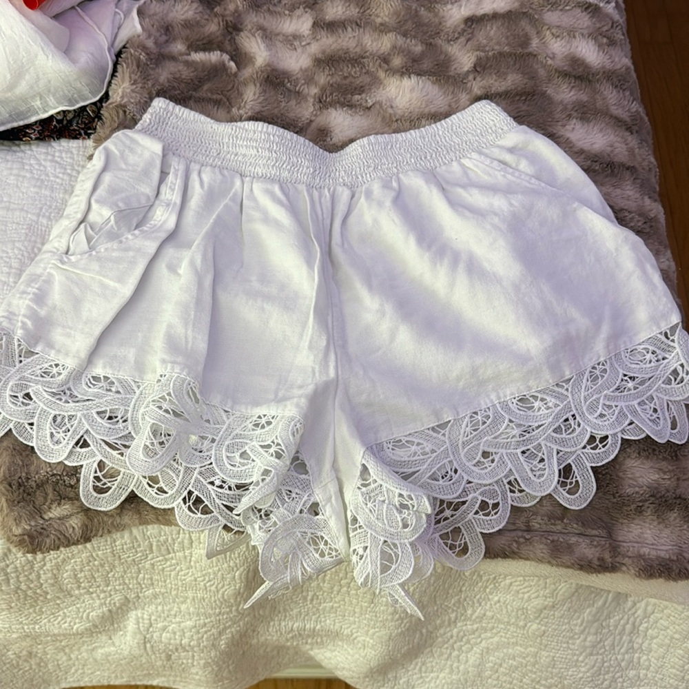 white beach shorts